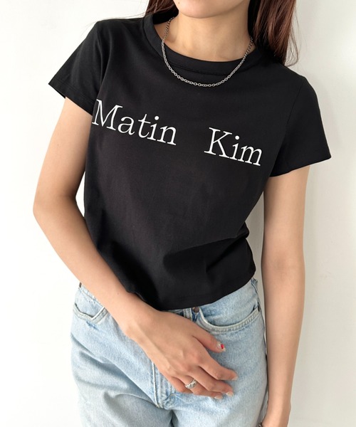 【MATIN KIM】★送料・関税込★ロゴTシャツ MATIN KIM】☆送料・関税込☆ぼかしロゴクロップグTシャツ