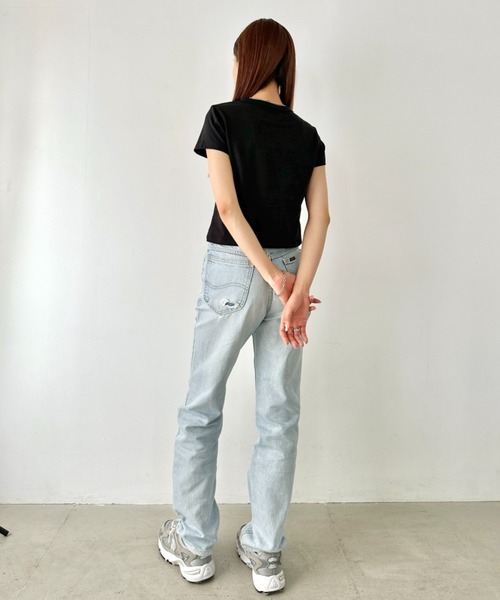 tシャツ Matin Kim(マーティンキム)/ロゴプリント クロップド 半袖 Tシャツ/LOGO CROPPED T-shirt レディース セール】Matin Kim(マーティンキム)/ロゴプリント クロップド