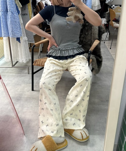 Alley Tokyo（アリートーキョー）の「裾フリフリキャミと半袖Tの便利な２セット（Tシャツ/カットソー・レディース・グレー/レッド/ネイビー・F）」の19枚目の写真
