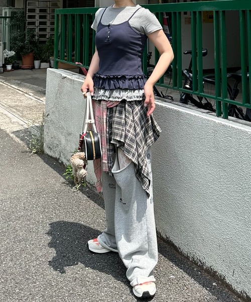 tシャツ 裾フリフリキャミと半袖Tの便利な２セット レディース 裾フリフリキャミと半袖Tの便利な2セット（Tシャツ/カットソー