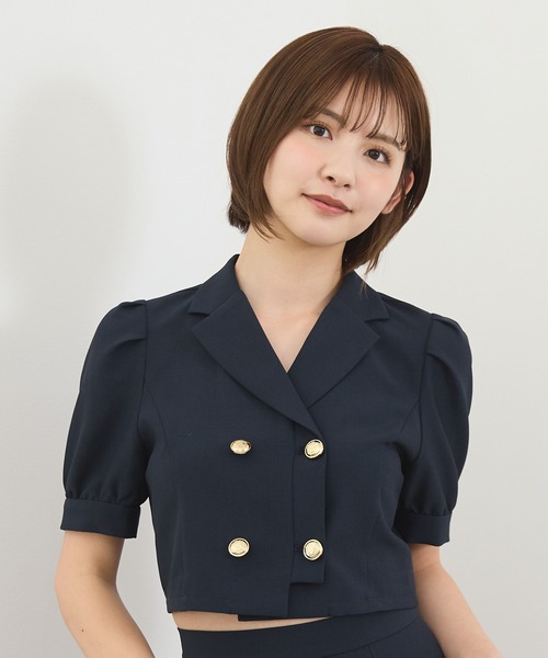 REDYAZEL（レディアゼル）の「【セットアップ可能】レイヤードダブルショートジャケット（テーラードジャケット・レディース・ベージュ/ネイビー/ミント・FREE）」の13枚目の写真