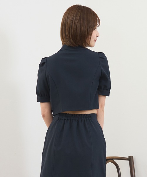 REDYAZEL（レディアゼル）の「【セットアップ可能】レイヤードダブルショートジャケット（テーラードジャケット・レディース・ベージュ/ネイビー/ミント・FREE）」の15枚目の写真