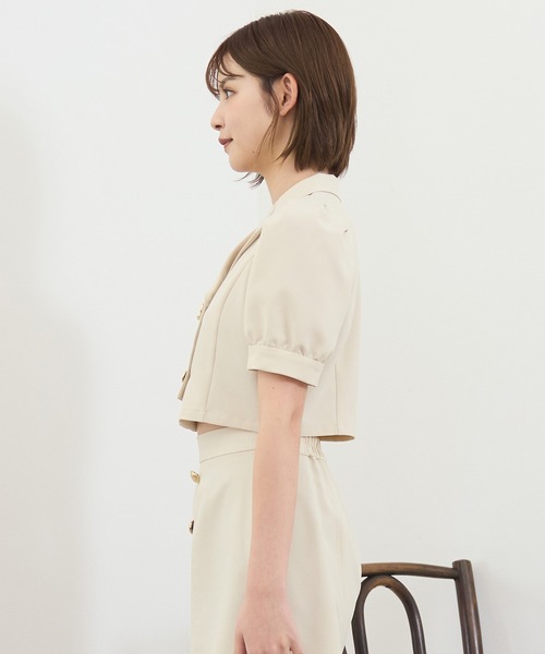REDYAZEL（レディアゼル）の「【セットアップ可能】レイヤードダブルショートジャケット（テーラードジャケット・レディース・ベージュ/ネイビー/ミント・FREE）」の9枚目の写真
