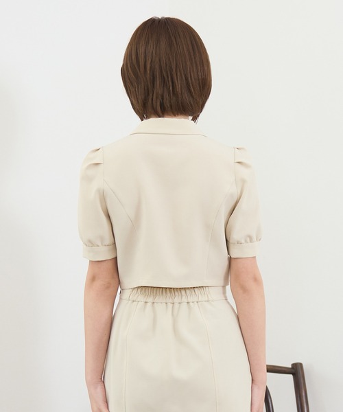 REDYAZEL（レディアゼル）の「【セットアップ可能】レイヤードダブルショートジャケット（テーラードジャケット・レディース・ベージュ/ネイビー/ミント・FREE）」の10枚目の写真