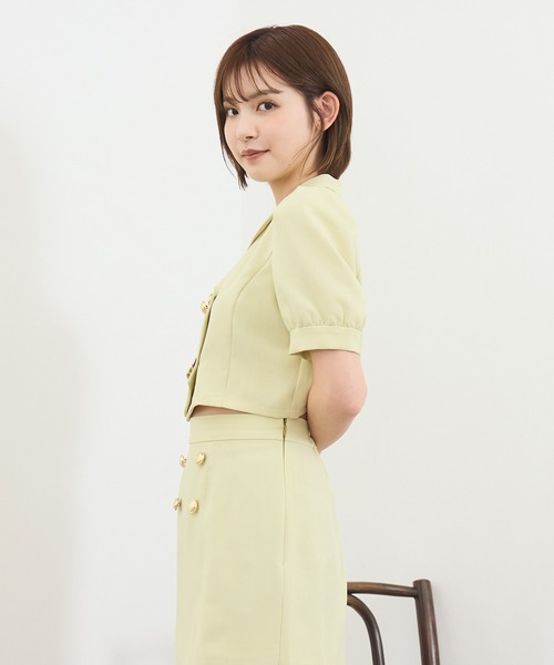 REDYAZEL（レディアゼル）の「【セットアップ可能】レイヤードダブルショートジャケット（テーラードジャケット・レディース・ベージュ/ネイビー/ミント・FREE）」の19枚目の写真