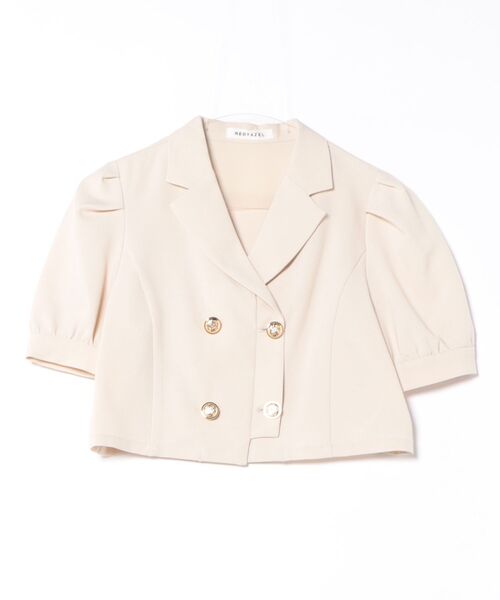 REDYAZEL（レディアゼル）の「【セットアップ可能】レイヤードダブルショートジャケット（テーラードジャケット・レディース・ベージュ/ネイビー/ミント・FREE）」の22枚目の写真