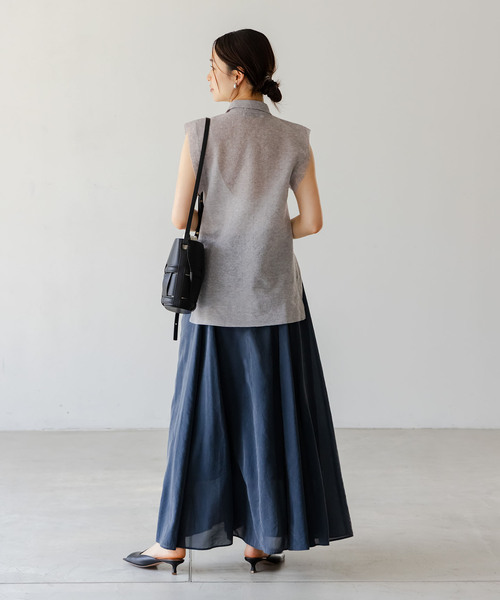 Noble（ノーブル）の「【洗える】スポンジシアーノースリーブシャツニット（ニット/セーター・レディース・ベージュ/ライトグレー/ライトグリーン・FREE）」の7枚目の写真