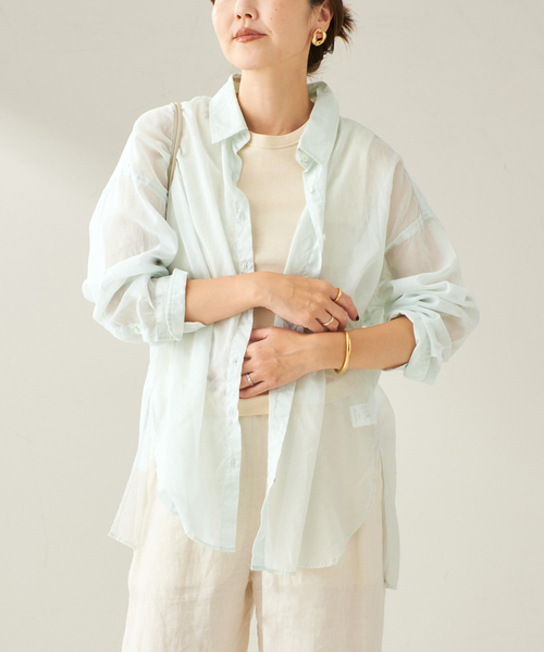 Plage fluffySheerシャツ プラージュ Plage fluffy sheer シャツ （ネイビー
