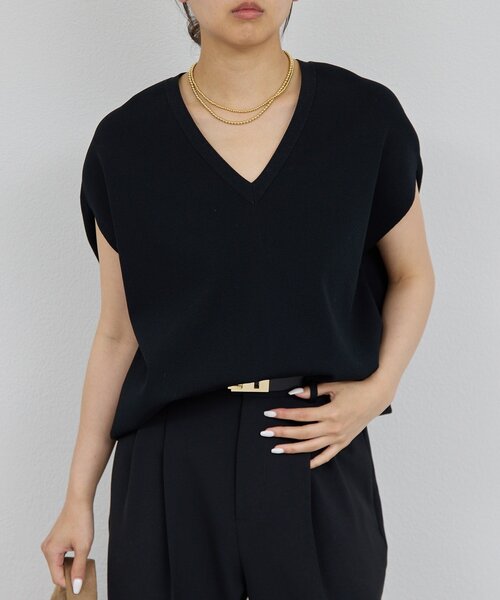 GALLARDAGALANTE（ガリャルダガランテ）の「Vフレンチニット（ベスト・レディース・ブラック/キャメル・FREE）」の3枚目の写真