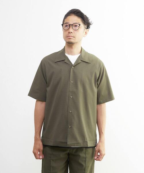 MEN'S MELROSE（メンズメルローズ）の「DOTAIRサッカーオープンカラーシャツ | ストレッチ / 防シワ（シャツ/ブラウス・メンズ・ネイビー/カーキ・2/4/3）」の3枚目の写真