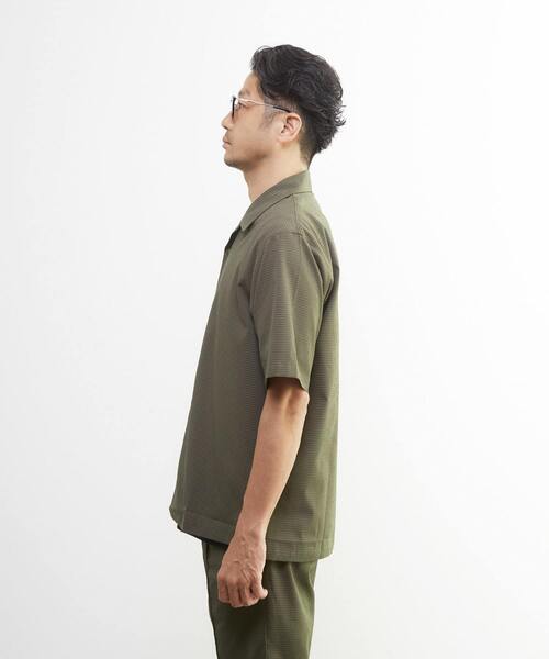 MEN'S MELROSE（メンズメルローズ）の「DOTAIRサッカーオープンカラーシャツ | ストレッチ / 防シワ（シャツ/ブラウス・メンズ・ネイビー/カーキ・2/4/3）」の4枚目の写真