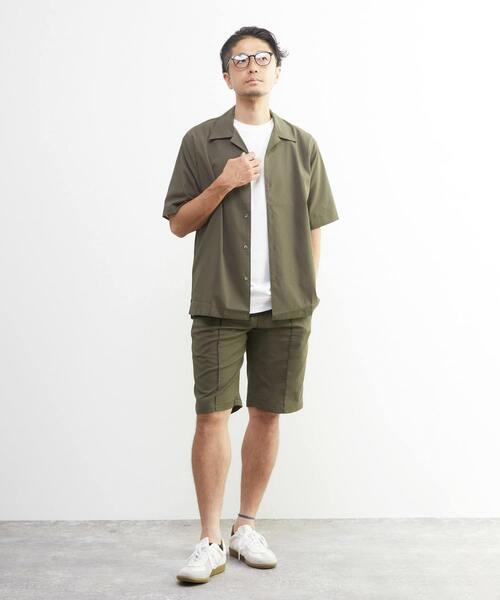 MEN'S MELROSE（メンズメルローズ）の「DOTAIRサッカーオープンカラーシャツ | ストレッチ / 防シワ（シャツ/ブラウス・メンズ・ネイビー/カーキ・2/4/3）」の6枚目の写真