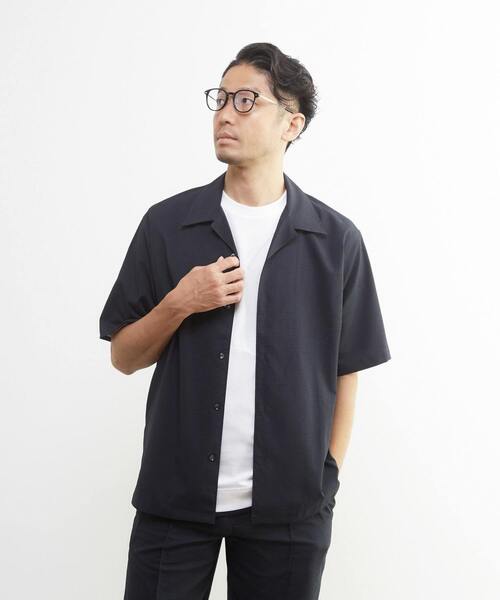 MEN'S MELROSE（メンズメルローズ）の「DOTAIRサッカーオープンカラーシャツ | ストレッチ / 防シワ（シャツ/ブラウス・メンズ・ネイビー/カーキ・2/4/3）」の8枚目の写真