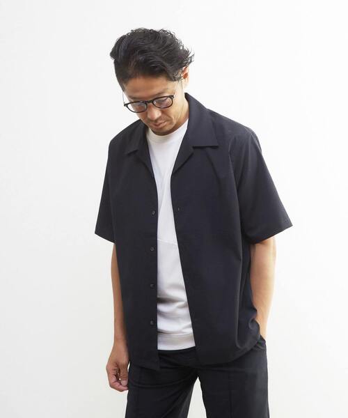 MEN'S MELROSE（メンズメルローズ）の「DOTAIRサッカーオープンカラーシャツ | ストレッチ / 防シワ（シャツ/ブラウス・メンズ・ネイビー/カーキ・2/4/3）」の9枚目の写真
