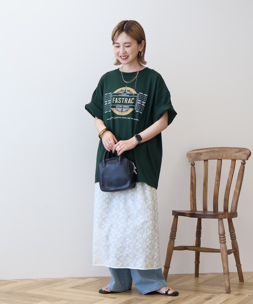 AMERICAN HOLIC(アメリカンホリック)の「スペースプリントTシャツ(Tシャツ/カットソー・レディース・グリーン/チャコールグレー/オフホワイト・FREE)」の5枚目の写真
