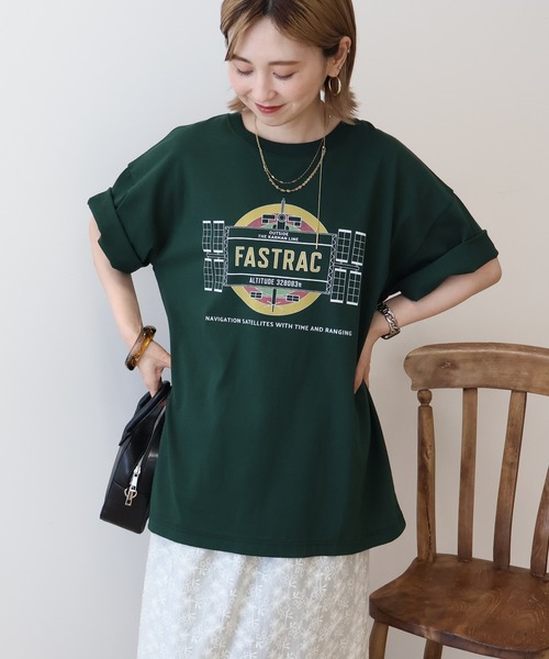 AMERICAN HOLIC(アメリカンホリック)の「スペースプリントTシャツ(Tシャツ/カットソー・レディース・グリーン/チャコールグレー/オフホワイト・FREE)」の7枚目の写真