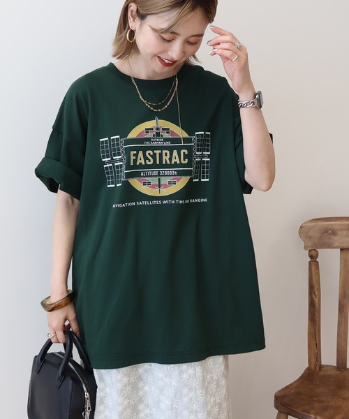AMERICAN HOLIC(アメリカンホリック)の「スペースプリントTシャツ(Tシャツ/カットソー・レディース・グリーン/チャコールグレー/オフホワイト・FREE)」の9枚目の写真