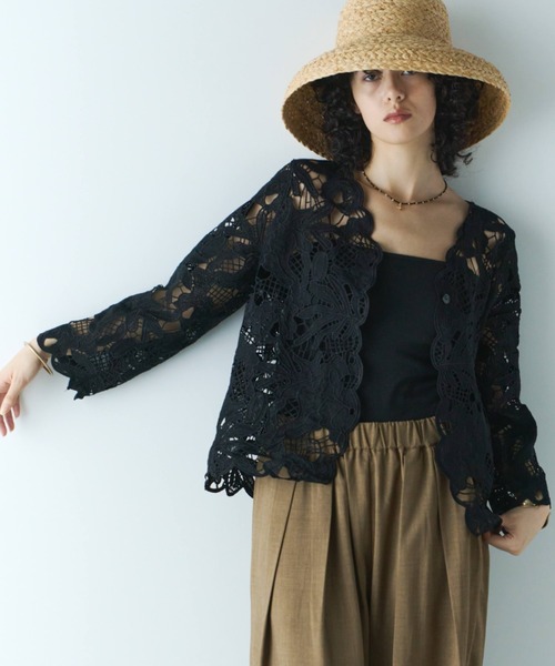 Libra Cue（リブラ キュー）の「フラワーレースカーディガンブラウス（シャツ/ブラウス・レディース・アイボリー/ブラック・FREE）」の14枚目の写真