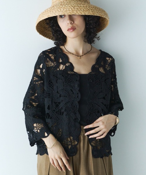 Libra Cue（リブラ キュー）の「フラワーレースカーディガンブラウス（シャツ/ブラウス・レディース・アイボリー/ブラック・FREE）」の18枚目の写真