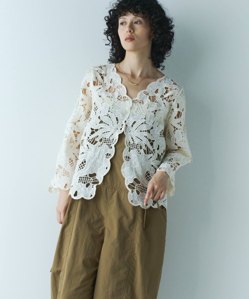 セール】フラワーレースカーディガンブラウス（シャツ/ブラウス