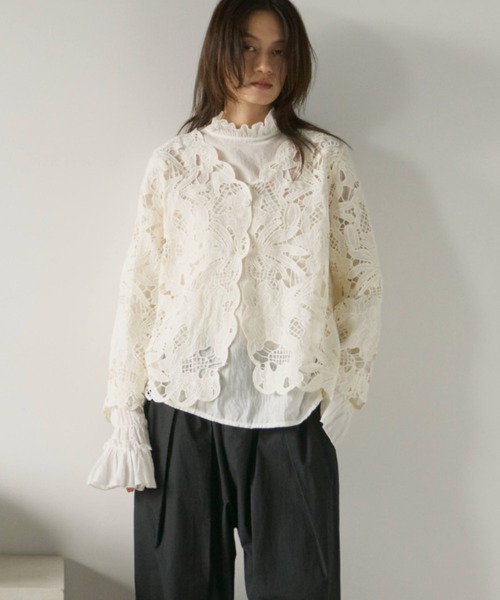 セール】フラワーレースカーディガンブラウス（シャツ/ブラウス