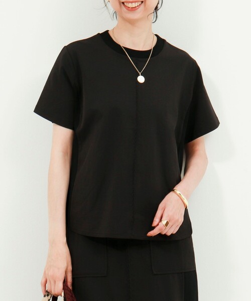 MICO COULIER(ミコクリエ)の「ジャージーピンタックプルオーバー(Tシャツ/カットソー・レディース・ブラック/キナリ/ブラウン・38)」の2枚目の写真