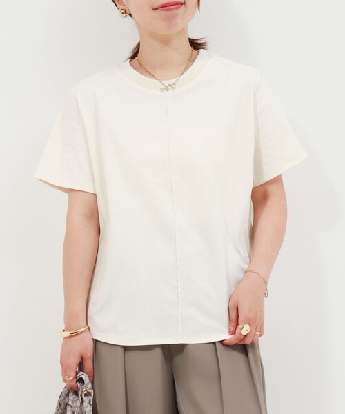 MICO COULIER(ミコクリエ)の「ジャージーピンタックプルオーバー(Tシャツ/カットソー・レディース・ブラック/キナリ/ブラウン・38)」の5枚目の写真