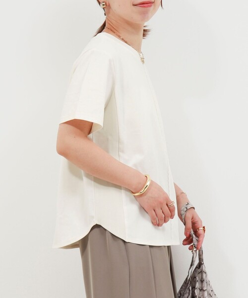 MICO COULIER(ミコクリエ)の「ジャージーピンタックプルオーバー(Tシャツ/カットソー・レディース・ブラック/キナリ/ブラウン・38)」の7枚目の写真