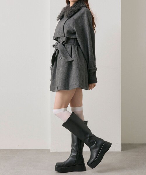 ファーティペットミドル丈コート（ステンカラーコート）｜OLIVE des