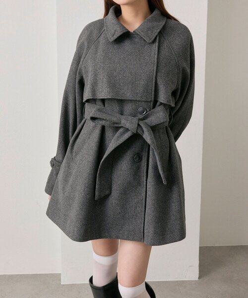OLIVE des OLIVE 3WAYファーティペットミドル丈コート ブラック OLIVE des OLIVE（オリーブデオリーブ）の「【3WAY】ファーティペット