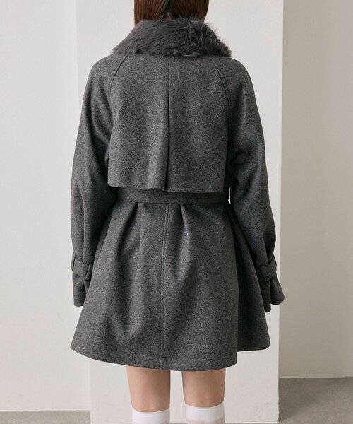 セール】ファーティペットミドル丈コート（ステンカラーコート