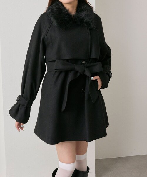 ファーティペットミドル丈コート（ステンカラーコート）｜OLIVE des