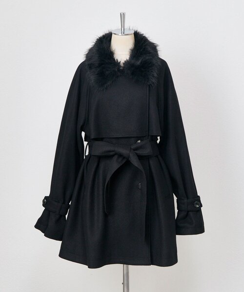 セール】ファーティペットミドル丈コート（ステンカラーコート