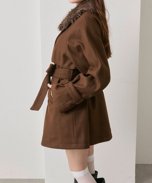 セール】【3WAY】ファーティペットミドル丈コート（ステンカラーコート