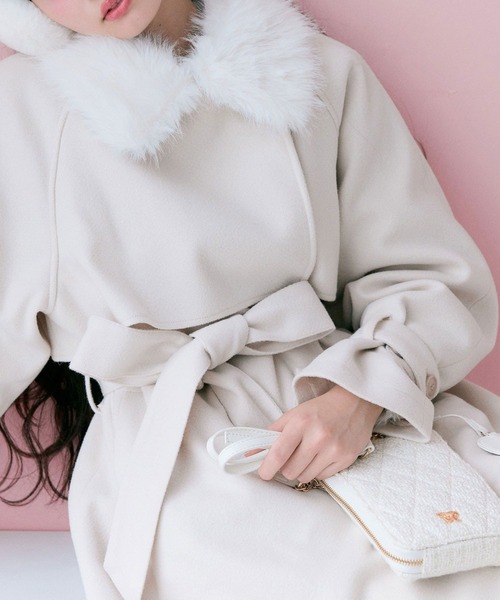 OLIVE des OLIVE（オリーブデオリーブ）の「【3WAY】ファーティペットミドル丈コート（ステンカラーコート・レディース・グレー/アイボリー/ブラック/ブラウン・FREE）」の17枚目の写真