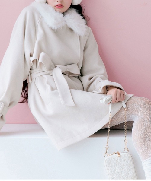 セール】【3WAY】ファーティペットミドル丈コート（ステンカラーコート