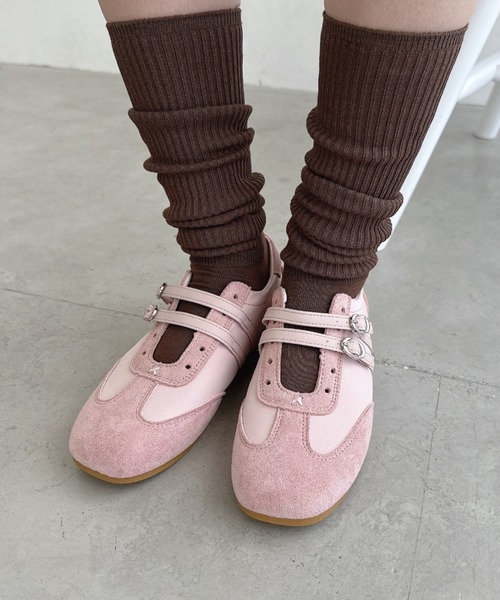 Loueme(ルエム)の「ダブルストラップバレエスニーカー(スニーカー・レディース・ピンク/アイボリー/ライトブルー・23.5cm/24.5cm)」の1枚目の写真