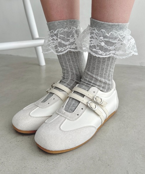 Loueme(ルエム)の「ダブルストラップバレエスニーカー(スニーカー・レディース・ピンク/アイボリー/ライトブルー・23.5cm/24.5cm)」の6枚目の写真