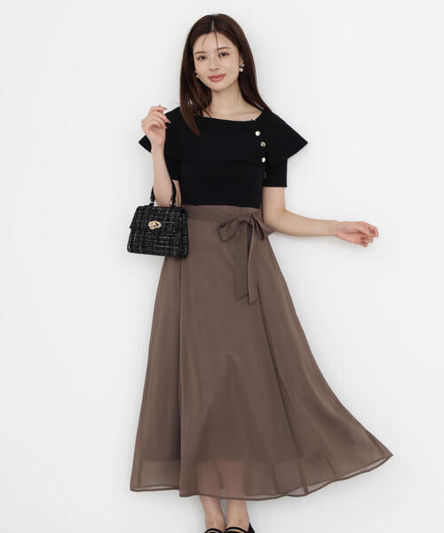 PROPORTION BODY DRESSING(プロポーションボディドレッシング)の「ケープ風ニットドッキングワンピース / 1215240803(ワンピース・レディース・ブルー/ブラウン/ホワイト系その他・MEDIUM/SMALL)」の8枚目の写真