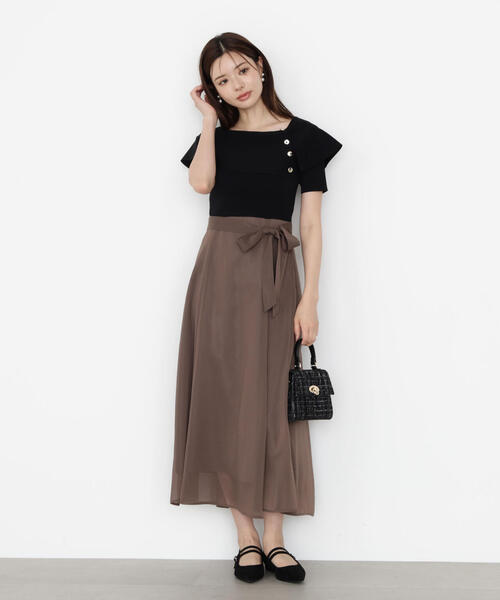 PROPORTION BODY DRESSING(プロポーションボディドレッシング)の「ケープ風ニットドッキングワンピース / 1215240803(ワンピース・レディース・ブルー/ブラウン/ホワイト系その他・MEDIUM/SMALL)」の1枚目の写真