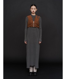 Un3d ワンピース アンスリード グレー UN3D. ワンピース 「UN3D./アンスリード」W TUCK KNIT OP/ダブル