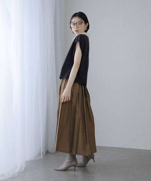 La TOTALITE（ラトータリテ）の「【洗える】タフタプリーツスカート（スカート・レディース・ピンク/キャメル・FREE）」の18枚目の写真