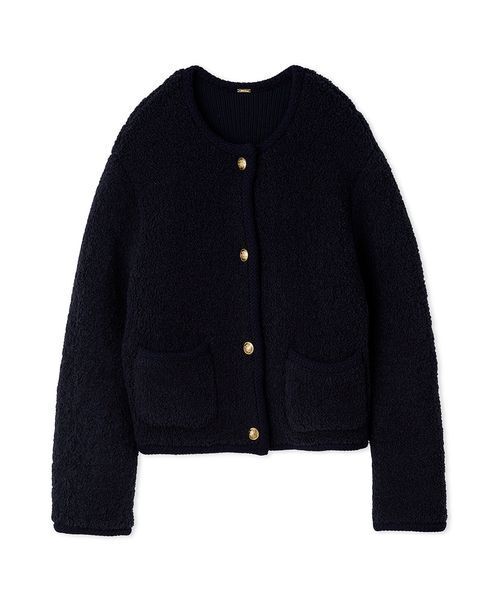金釦ムートンライクボアニットカーディガン 金釦ムートンライクボアニットカーディガン(カーディガン)｜トップス