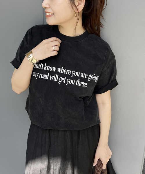HANDTEX(ハンドテックス)の「《追加2》【HANDTEX/ハンドテックス】プリントロゴT(Tシャツ/カットソー・レディース・ブラック/ホワイト/チャコールグレー・FREE)」の4枚目の写真