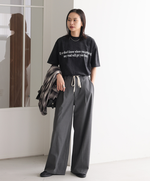 HANDTEX(ハンドテックス)の「《追加2》【HANDTEX/ハンドテックス】プリントロゴT(Tシャツ/カットソー・レディース・ブラック/ホワイト/チャコールグレー・FREE)」の5枚目の写真