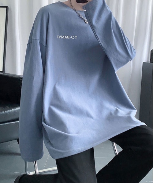 SHEPP（シープ）の「ビッグシルエット英字ワンポイント無地ロンT（Tシャツ/カットソー・メンズ・ホワイト/ブラック/サックスブルー/ピンク/ダークグレー・M）」の11枚目の写真