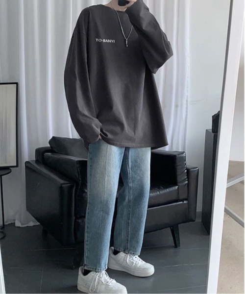 SHEPP（シープ）の「ビッグシルエット英字ワンポイント無地ロンT（Tシャツ/カットソー・メンズ・ホワイト/ブラック/サックスブルー/ピンク/ダークグレー・M）」の17枚目の写真
