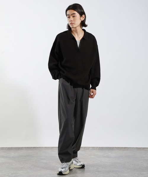 BAYFLOW（ベイフロー）の「【WONDER SHAPE(ワンダーシェイプ)】ワンタックトラウザー（スラックス・メンズ・ブラック/カーキ/チャコールグレー・SMALL/LARGE/MEDIUM）」の4枚目の写真