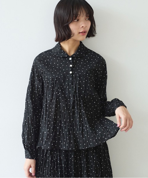 △《early spring》しわしわdot print 丸衿 ブラウス（シャツ/ブラウス