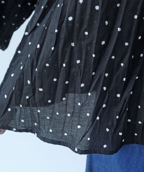 bulle de savon（ビュルデサボン）の「●しわしわdot print 丸衿 ブラウス（シャツ/ブラウス・レディース・ブラック・FREE）」の14枚目の写真